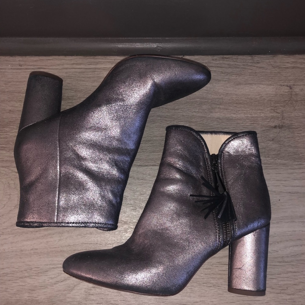 Louise RT Cue silver/Charcoal Leather Booties